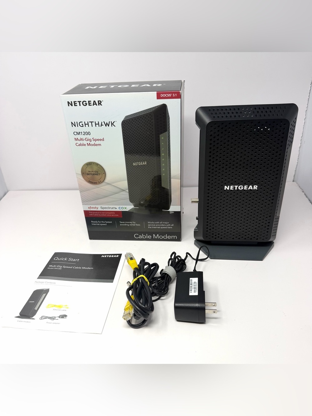 NETGEAR Nighthawk CM1200-100NAS DOCSIS 3.1 Cable Modem Complete In Box EUC